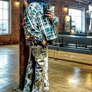 Men's Blue Plaid Shirt Jacket